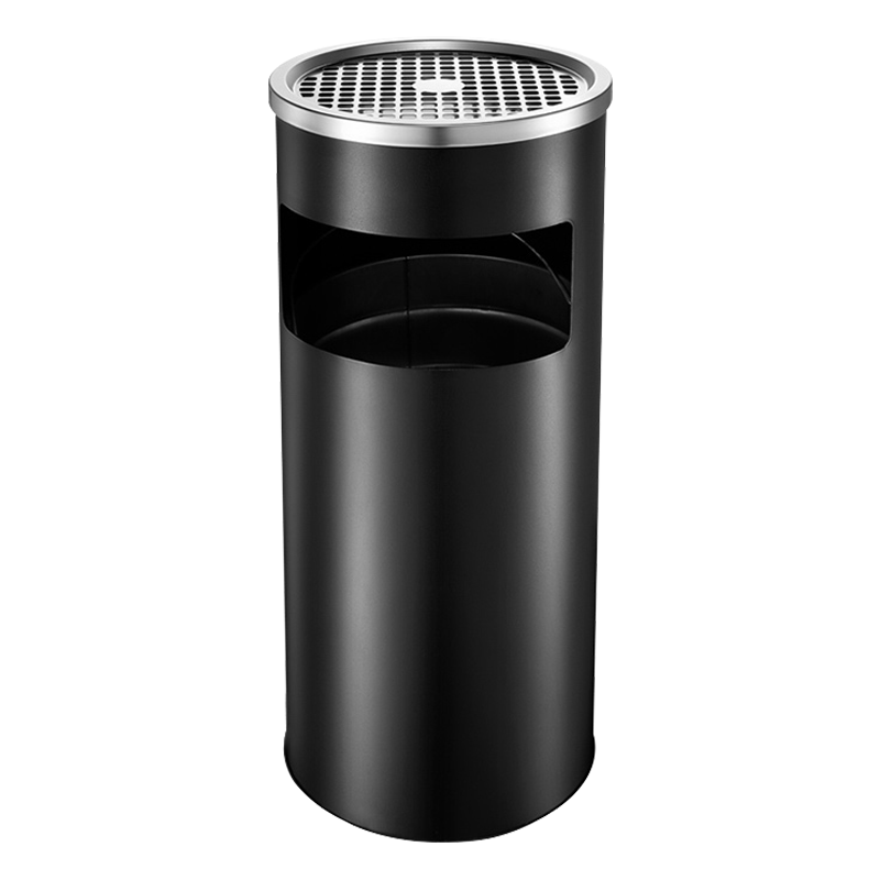 达迅世不锈钢圆形大号商用垃圾桶立式烟灰桶电梯口高档户外圆形黑色烤漆