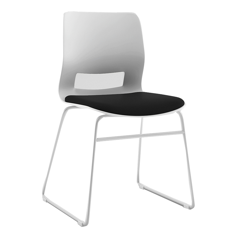 迈易特培训会议椅弓形椅洽谈椅无扶手黑色软包椅