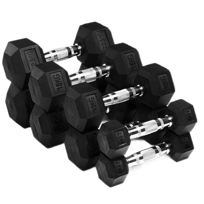 康力强六角包胶哑铃实心铸铁男士固定哑铃健身房家用哑铃套装