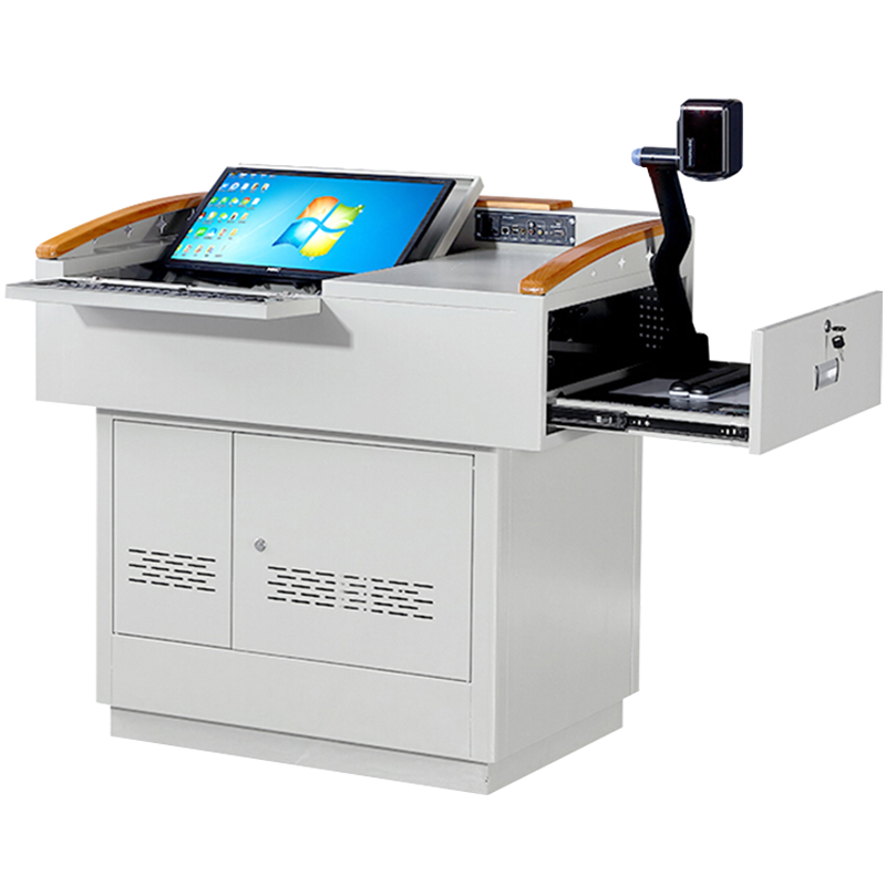 迈易特学校多媒体讲台钢制讲台演讲台中控讲台办公桌操作台1050*730*1000mm(钢面款)[不含显示屏]