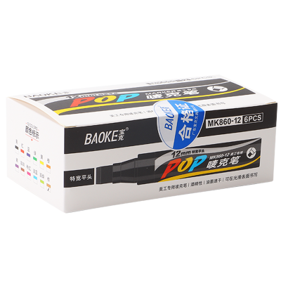 宝克(BAOKE)860-12 12mmPOP唛克笔 海报广告画笔/彩色马克笔记号笔 6支/盒 1盒