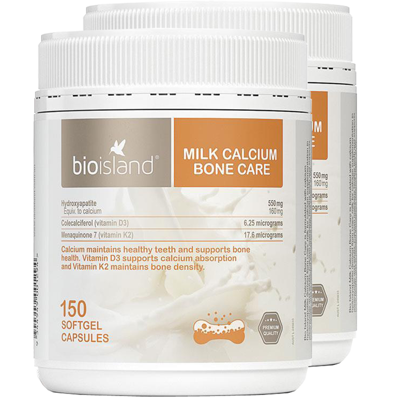 Bio Island 天然 乳钙 牛乳钙 软胶囊 150粒 2瓶装 孕妇中老年成人儿童补钙 膳食营养补充剂 澳洲进口