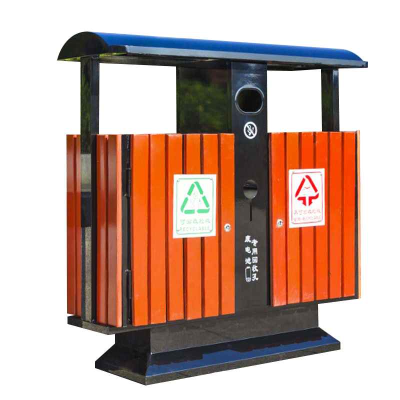 品美顺斯户外垃圾桶大号环卫不锈钢木分类双果皮箱室外垃圾箱钢木桶标准款