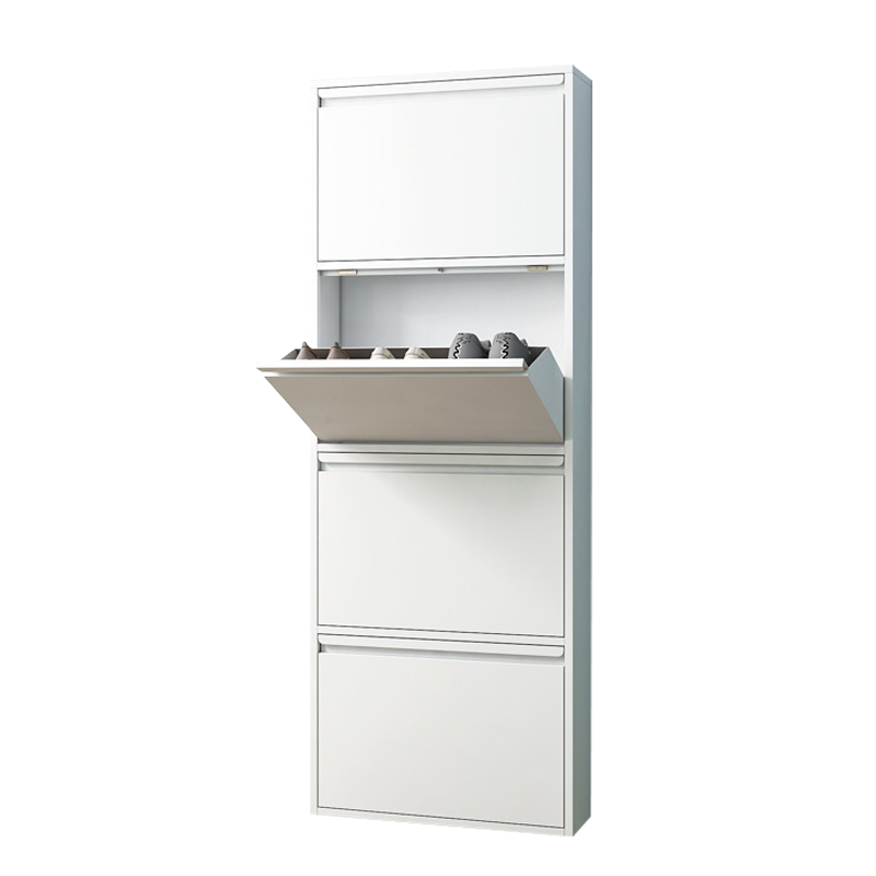 洛泰远 钢制翻斗鞋柜简约现代收纳柜白色四斗505*152*1375mm