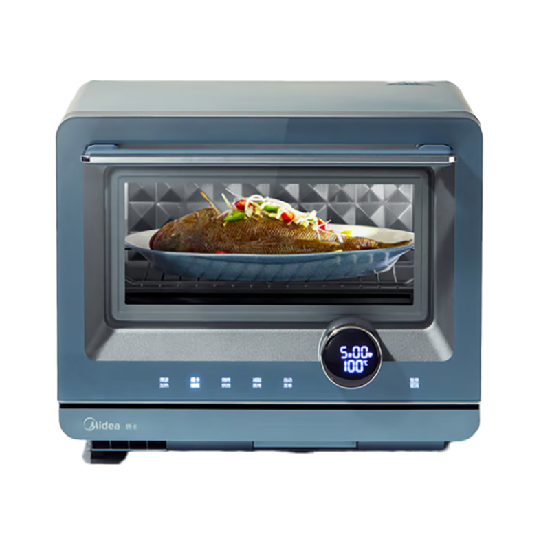 美的(Midea) mini微蒸烤一体机 微波炉蒸箱烤箱多功能 变频大火力脱脂减盐蒸烤PG2012W 容量20L 不锈钢