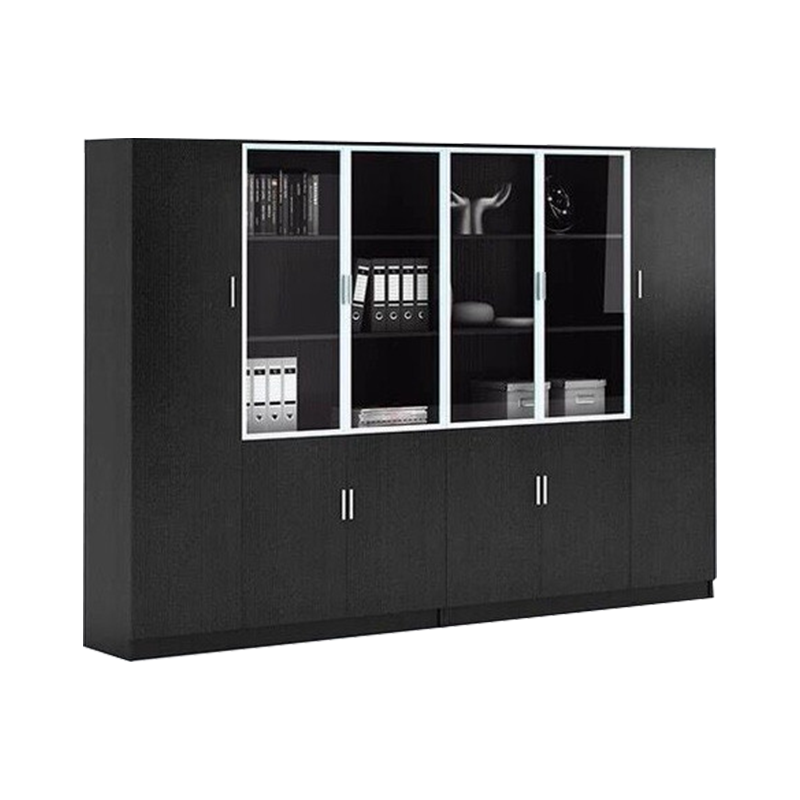 金菲罗格简约玻璃柜子带锁书柜木质办公柜 2400*400*2000