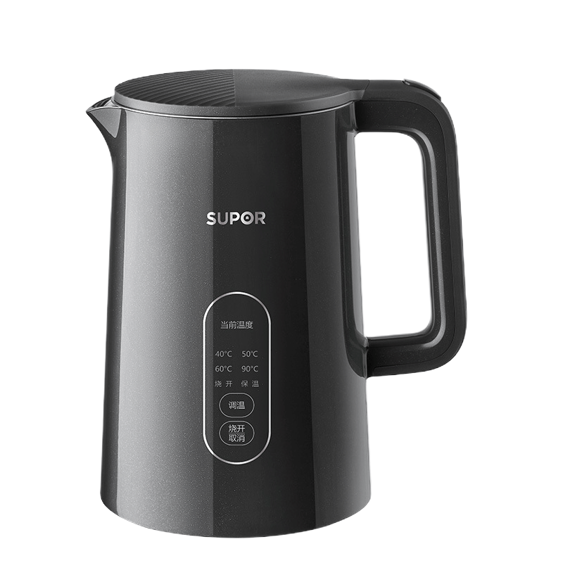 苏泊尔(SUPOR)电水壶1.5L/升容量侧显温度烧水壶316L不锈钢触控操作5段调温保温恒温电热水壶SW-15J72L