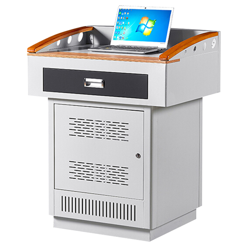 全洛兴学校多媒体讲台钢制讲台演讲台中控讲台办公桌操作台800*680*1000mm(钢面款)不含显示屏