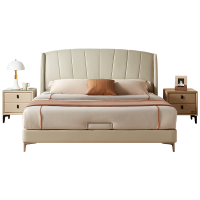 下架全友家居 床 真皮皮床贝壳形软包床屏进口牛皮双人皮艺床105335皮床