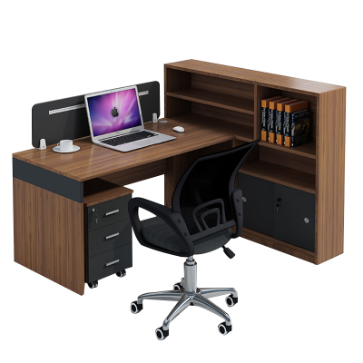 质凡财务办公桌简约高柜储物职员桌 单人位1800*1400*1150mm