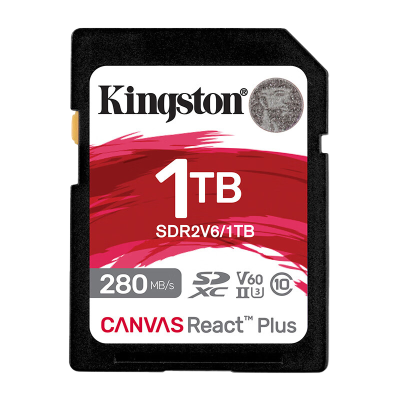 金士顿(Kingston)SD卡1TB U3 V60读280MB/s写150MB/s 支持4K单反微单相机内存卡