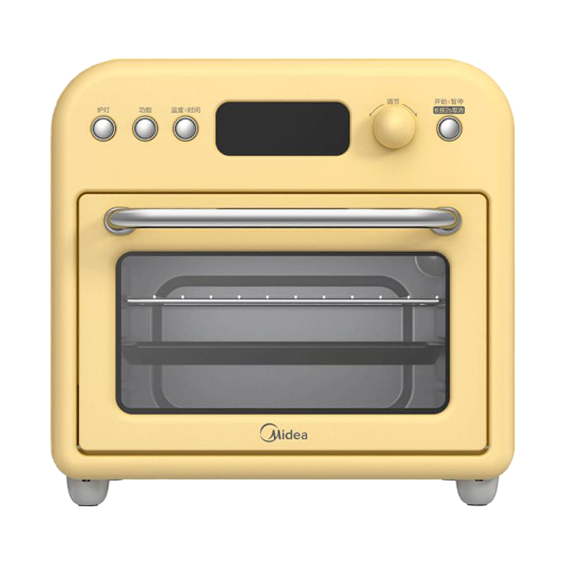 美的家用多功能空气炸烤箱一体机空气炸锅初见mini 热风循环风炉空气炸 15L 智能PT1520W 日光黄