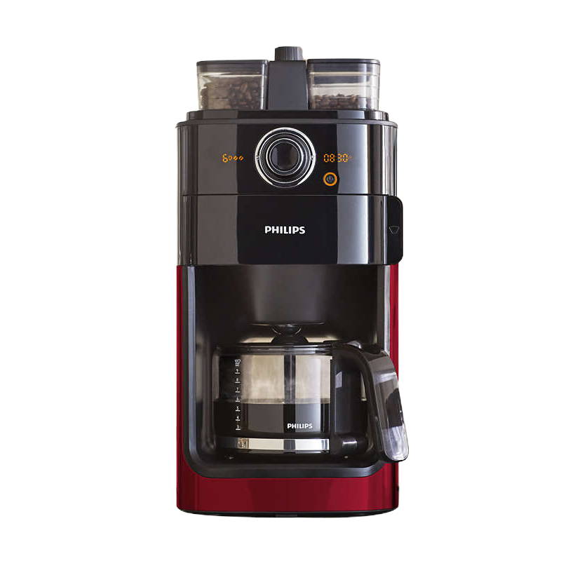 飞利浦(Philips) 咖啡机 家用磨豆机全自动磨粉机双豆槽带预约功能咖啡壶金属棕自动研磨HD7762/70