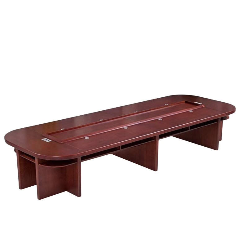 迅迈 4米*1.8米配14把椅 办公会议桌 长条桌 洽谈桌 椭圆形贴实木皮大型会议室油漆开会会客桌