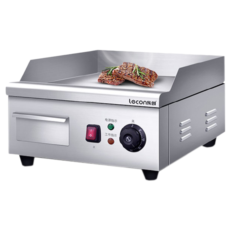 lecon/乐创 电扒炉铁板烧设备商用煤气摆摊设备工具不粘烤冷面机器 818型双温控镀镍防粘款