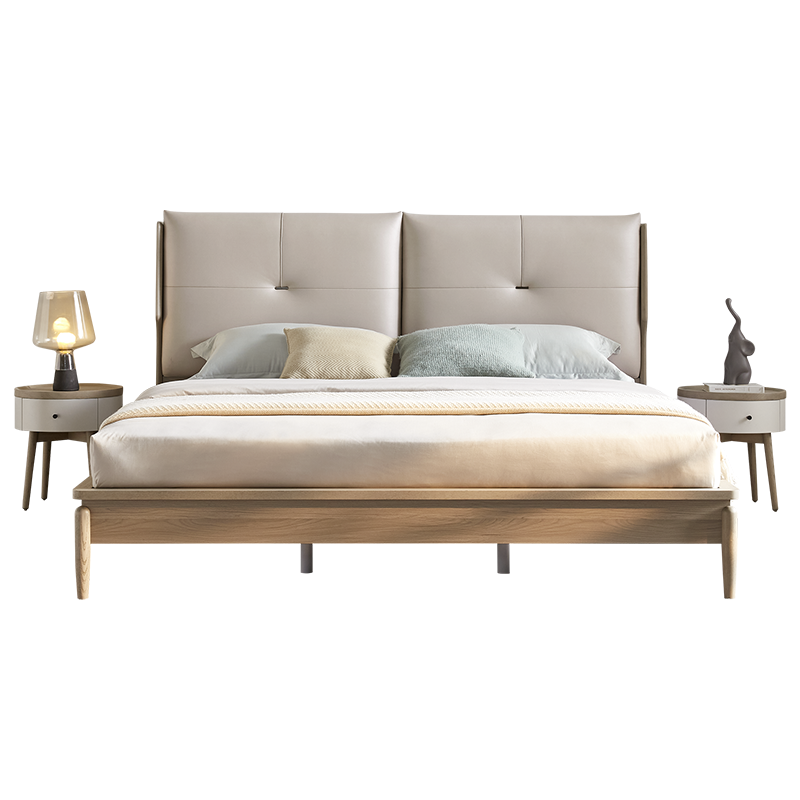 下架全友家居北欧简约科技布床屏软包板木床带USB充电卧室双人床128602