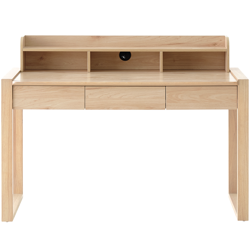 全友家居北欧简约书房家具活动书架三抽橡胶木框架书桌