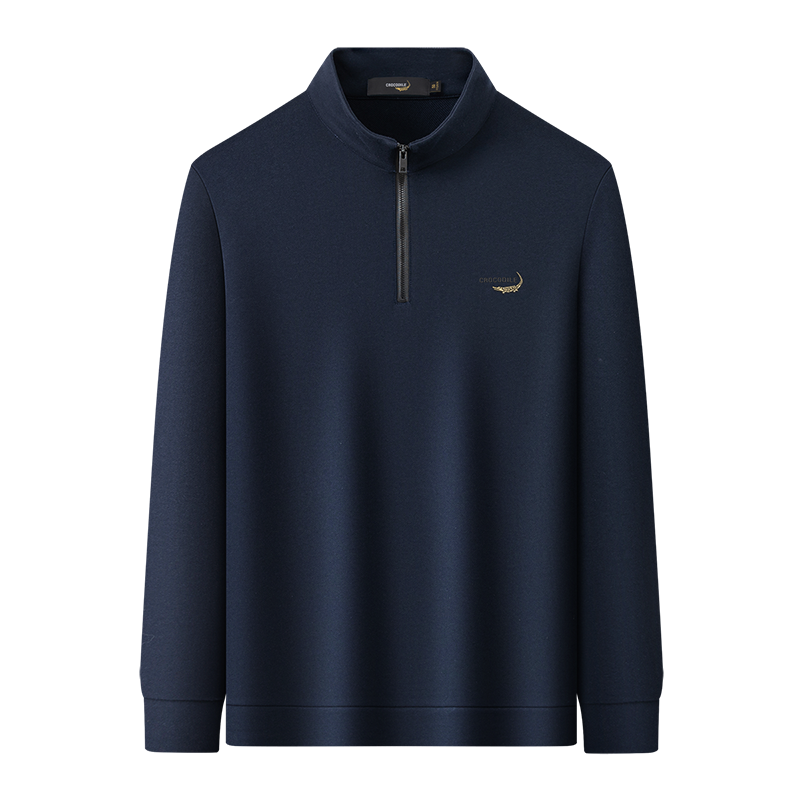 鳄鱼恤CROCODILE 长袖卫衣POLO衫男士秋冬翻领套头外穿半拉链纯棉T恤