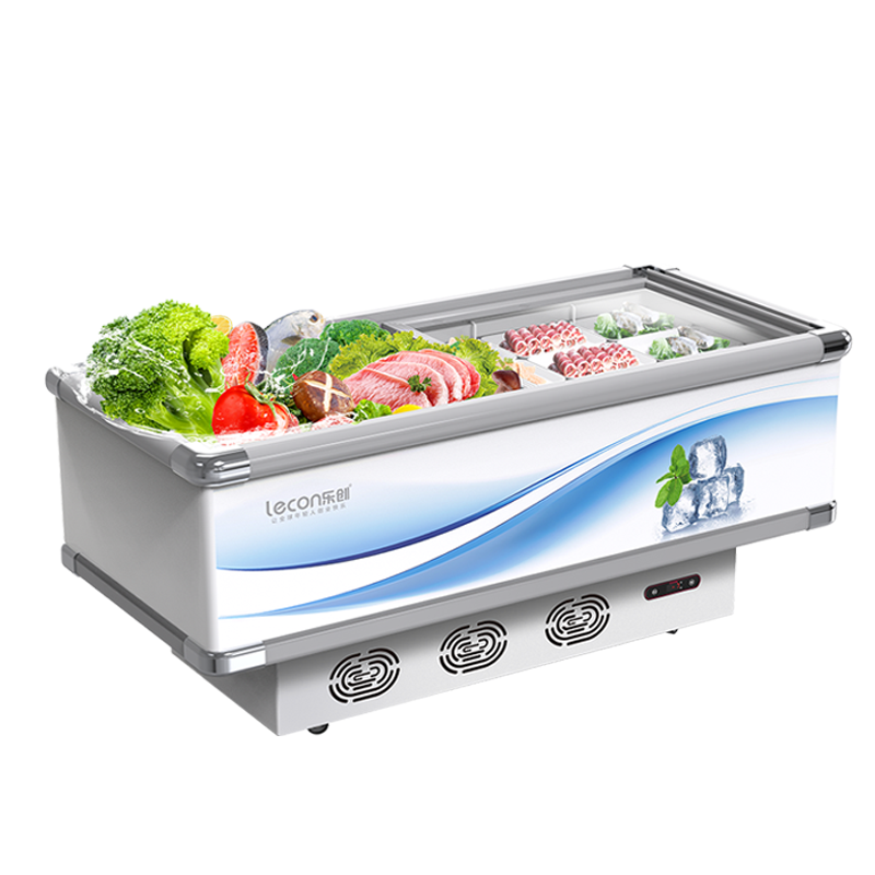 lecon/乐创 卧式岛柜冷冻商用大容量 超市食品展示柜鲜肉海鲜冰柜 1.8米全铜管单压缩机LC-DG