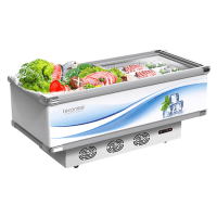 lecon/乐创 卧式岛柜冷冻商用大容量 超市食品展示柜鲜肉海鲜冰柜 2.1米全铜管双压缩机LC-DG