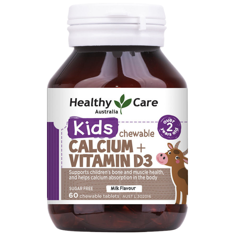 Healthy Care澳世康儿童钙+VD3咀嚼片60片澳洲原装进口婴幼儿学生钙片