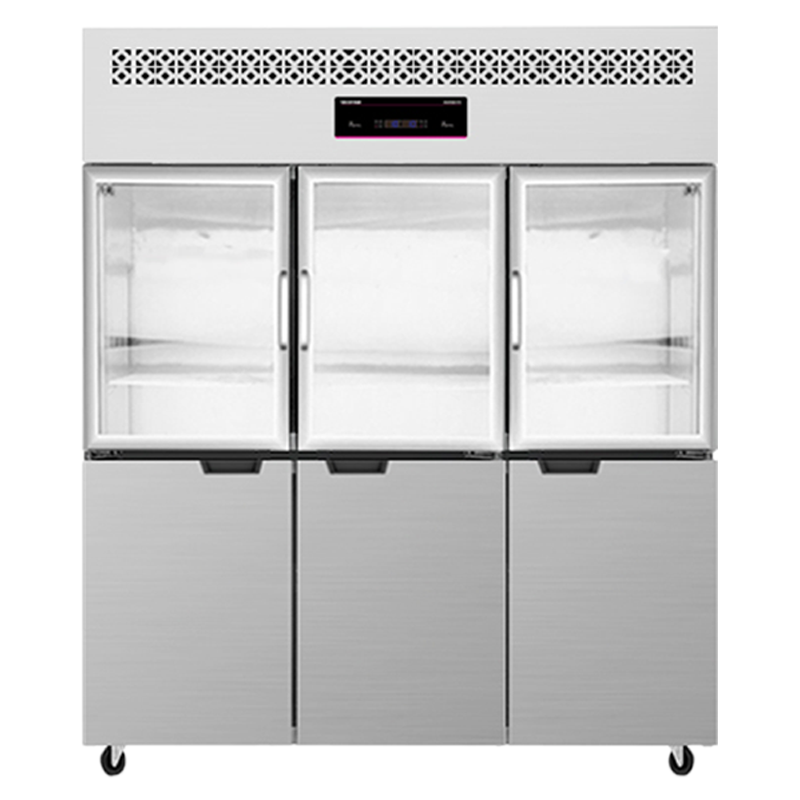 乐创四门冰箱商用立式厨房冰柜冷藏柜保鲜冷冻平冷工作台大容量(六门上玻璃门双温)