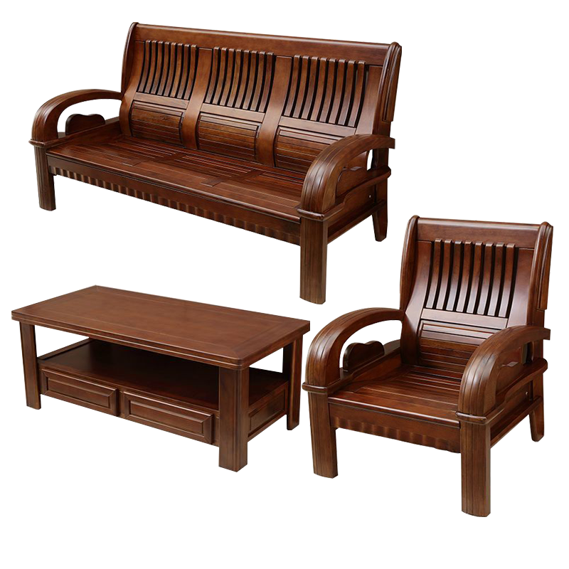 鑫星奈 XXN4031106 新中式实木沙发茶几组合 1+1+3+长茶几