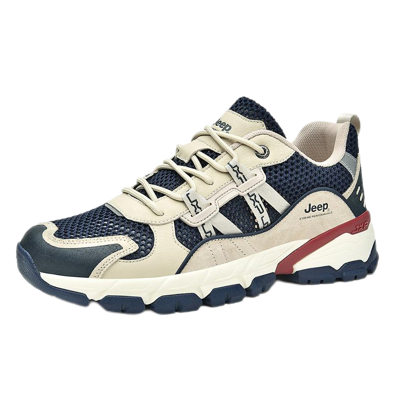 Jeep防泼水网布情侣单鞋24春夏透气软底登山鞋女户外防滑徒步鞋男
