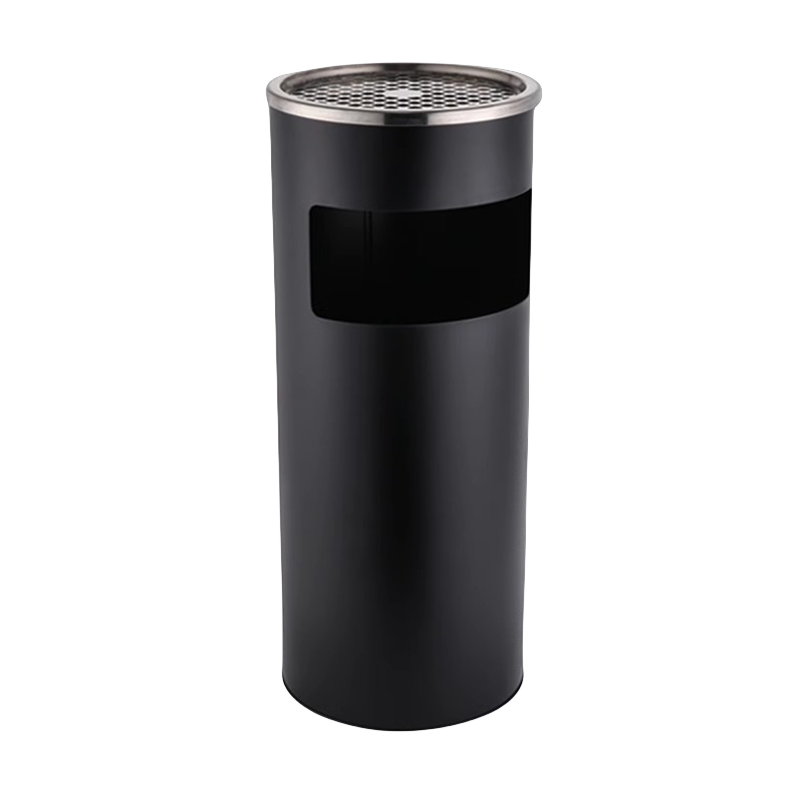 迅迈 黑条不锈钢侧开 不锈钢酒店宾馆大堂垃圾桶灭烟桶带烟灰缸吸烟桶电梯口走廊立式桶