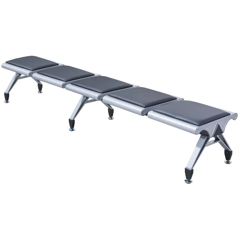 鑫欧驰 候诊椅连排椅车站等候椅无靠背钢制机场椅休息椅医院银行椅等269*50*41cm五人位黑垫