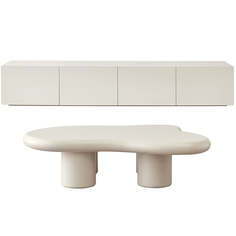 全友家居现代简约客厅小户型云朵边桌茶几分区储物电视柜家具