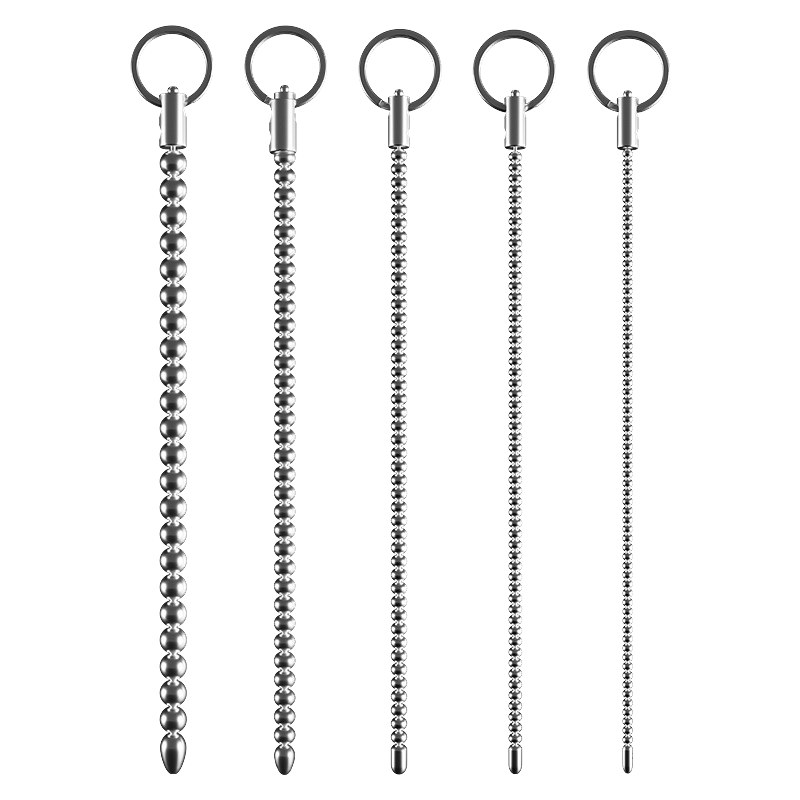 子弹头可弯曲马眼棒不锈钢拉珠超长尿道自慰男用金属串珠插棒-10mm送润滑剂