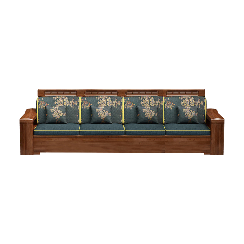 洛泰远 中式胡桃木实木沙发 四人位