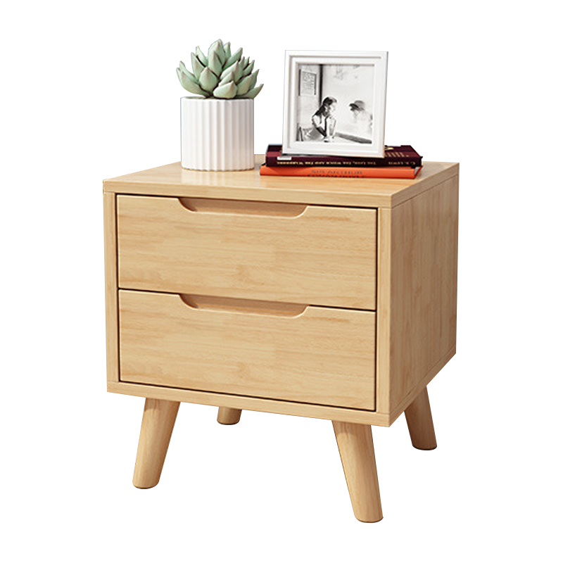 洛泰远 LTY4030702 实木床头柜简约床边柜子收纳柜储物柜 斜脚双抽款