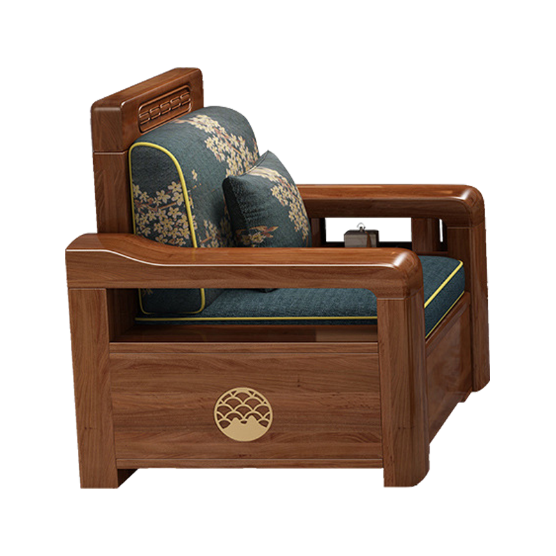 鑫星奈 XXN4022929 中式胡桃木实木沙发 单人位