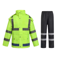 添盾 TD-BPDLY105荧光绿+黑 带反光条双层分体雨衣(带网格内衬)