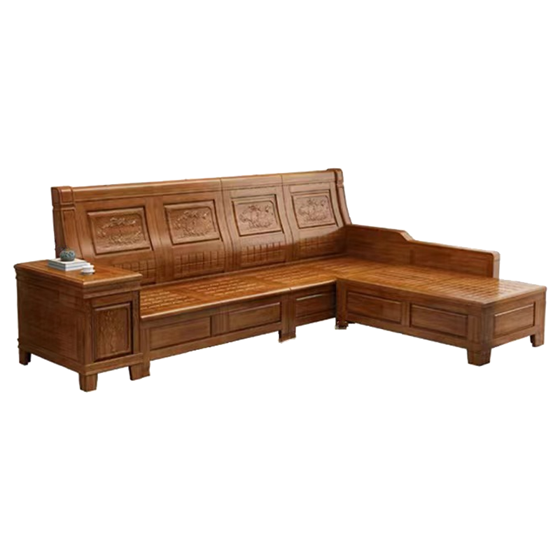 洛泰远 香樟木实木沙发组合新中式冬夏两用沙发 四人位贵妃位