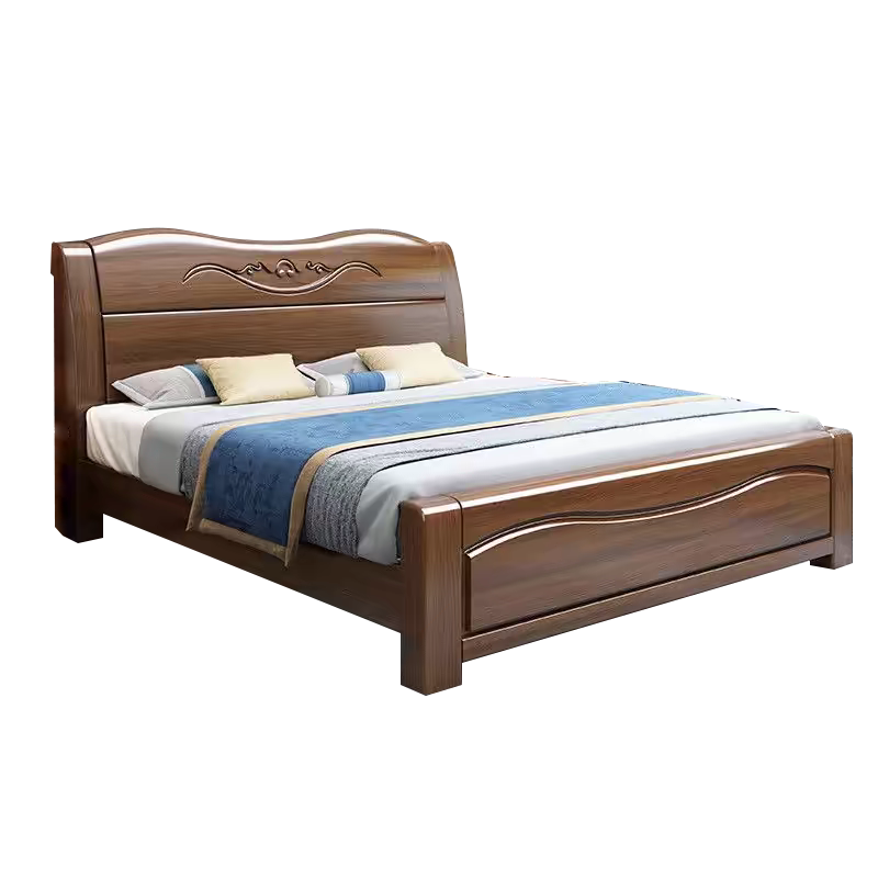 翌嘉 胡桃木实木床1.8米双人床