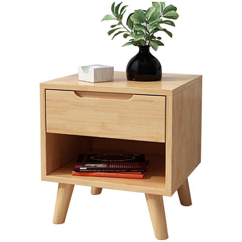 洛诗莲 (RoyceLand) 实木床头柜简约床边柜子收纳柜储物柜 斜脚单抽款