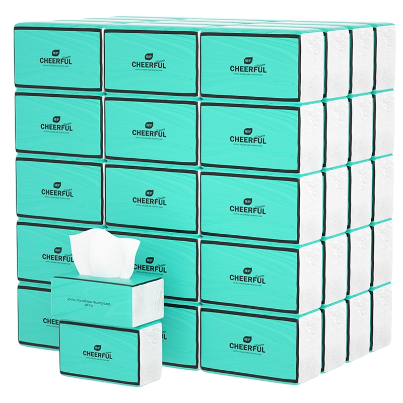 植护悦色大包抽纸亲肤纸面巾纸家用4层厚320张/包*48包蒂芙尼蓝整箱装