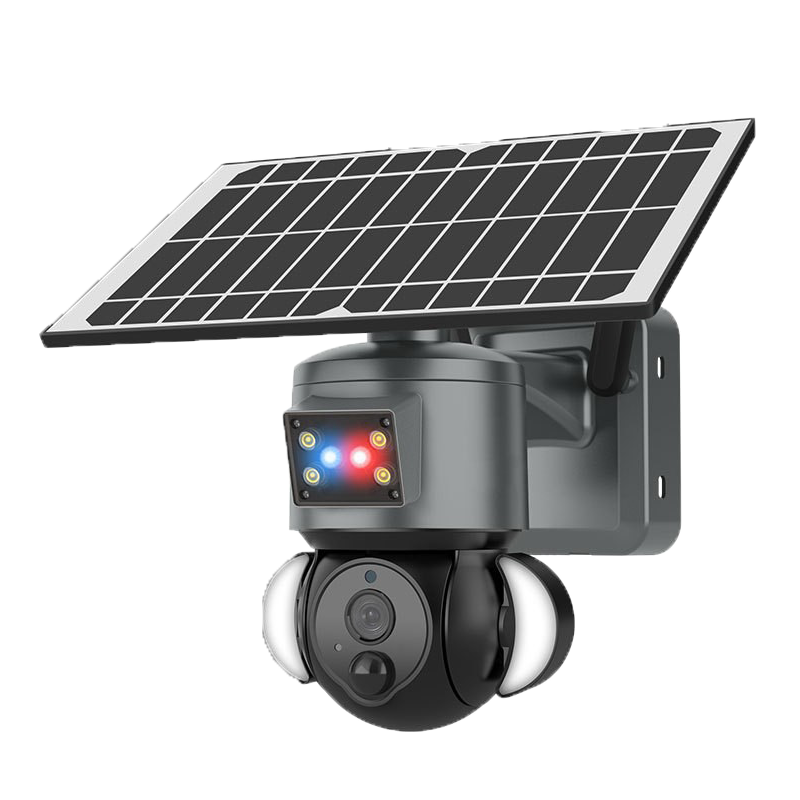 无线太阳能警报灯WiFi摄像头跨境户外监控4G高清全彩夜视摄像机