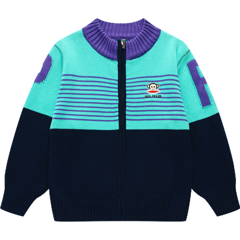 3505335076F大嘴猴(paul frank)童装男女童秋冬季毛衣2023新款长袖开衫中大童针织衫休闲上衣 红色