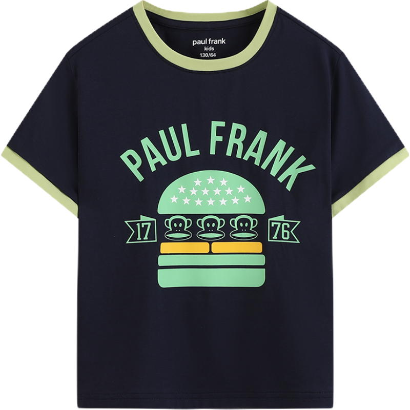 3505325069F大嘴猴(paul frank)童装儿童短袖T恤2023夏季新款多色潮流圆领男女童短袖上衣 蔷薇红