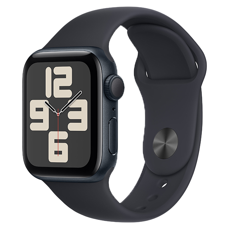 Apple Watch SE (GPS) 44 毫米 午夜色 铝金属表壳 运动型表带 - M/L