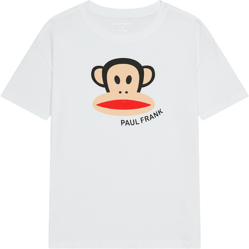3505325154F大嘴猴(paul frank)童装儿童T恤夏季百搭多色潮流男女童百搭短袖T恤 白色 130