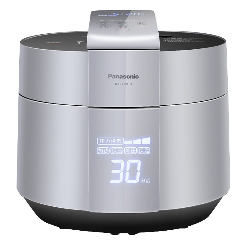 松下(Panasonic)家用智能电压力饭煲 5L大容量 IH加热24H双预约电饭锅压力锅SR-PE501-S