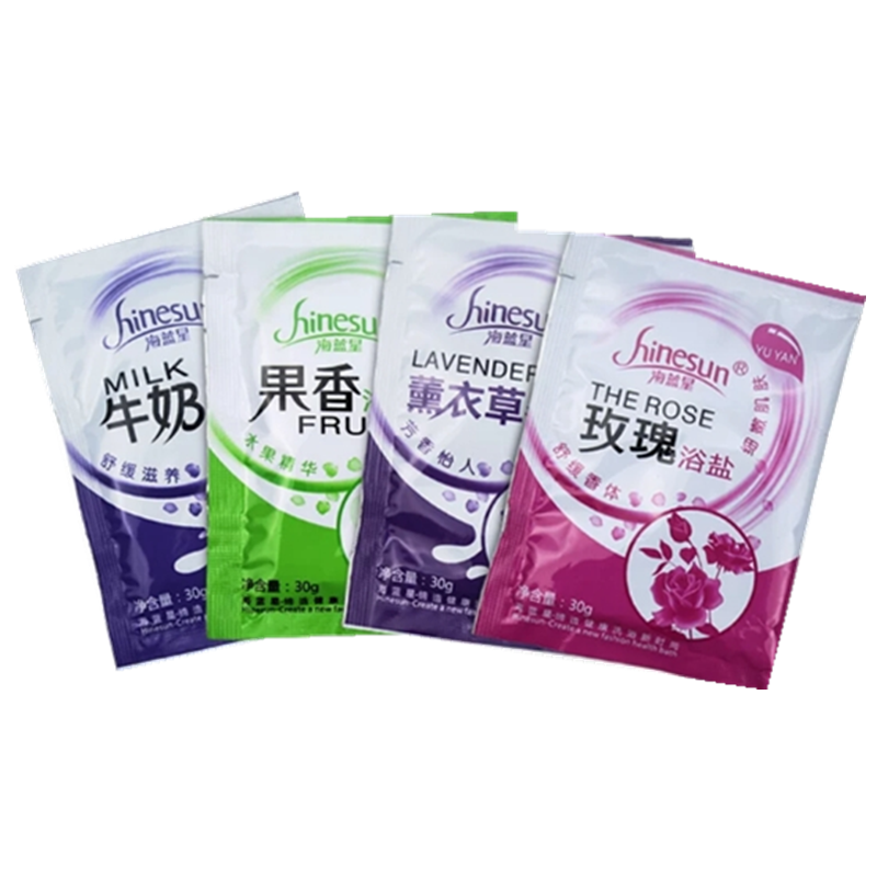 HINESUN/海蓝星 沐浴泡澡盐袋装清洁芳香洗脚浴盐4款混合装100袋/盒