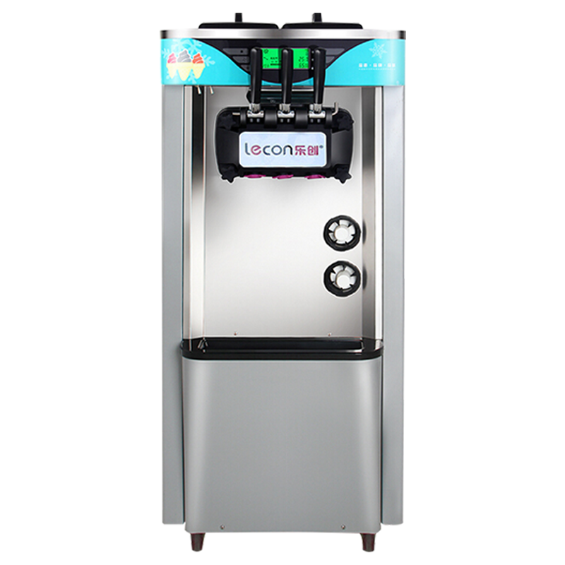 乐创(lecon) 不锈钢色(立式)冰淇淋机商用立式全自动大型台式软圣代甜筒雪糕机冰激凌机器