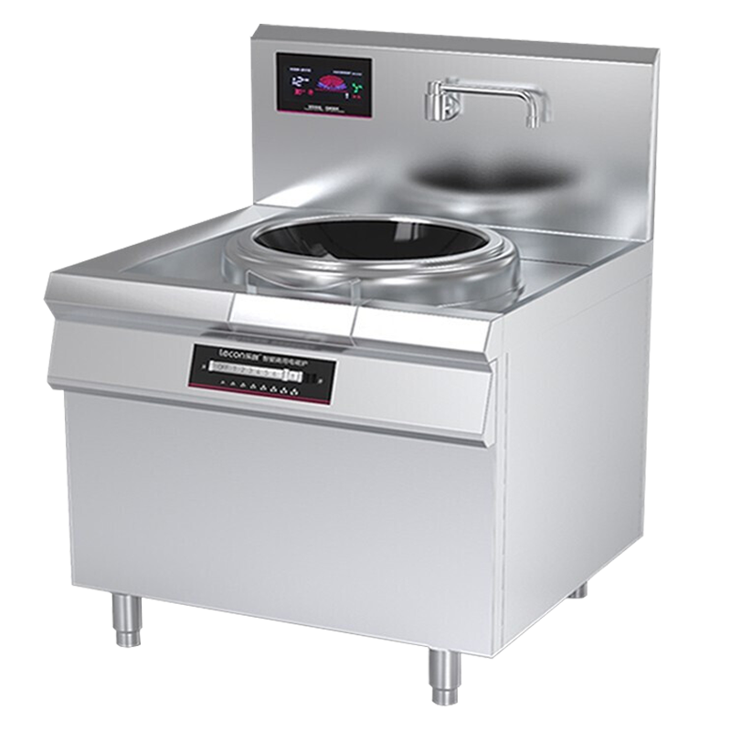 lecon/乐创 商用电磁炉大锅灶大功率20KW 饭店厨房食堂炒炉电灶台 单头无尾小炒[50炒锅/12kw/380v]