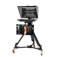 天影视通24吋广播级单屏演播室提词器 钢化玻璃脚架可升降带云台大屏幕提词清晰脱稿